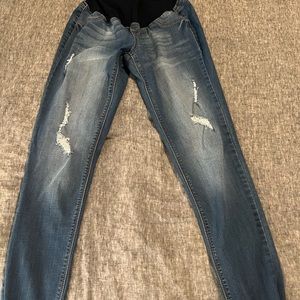 1822 maternity distressed raw hem jeans